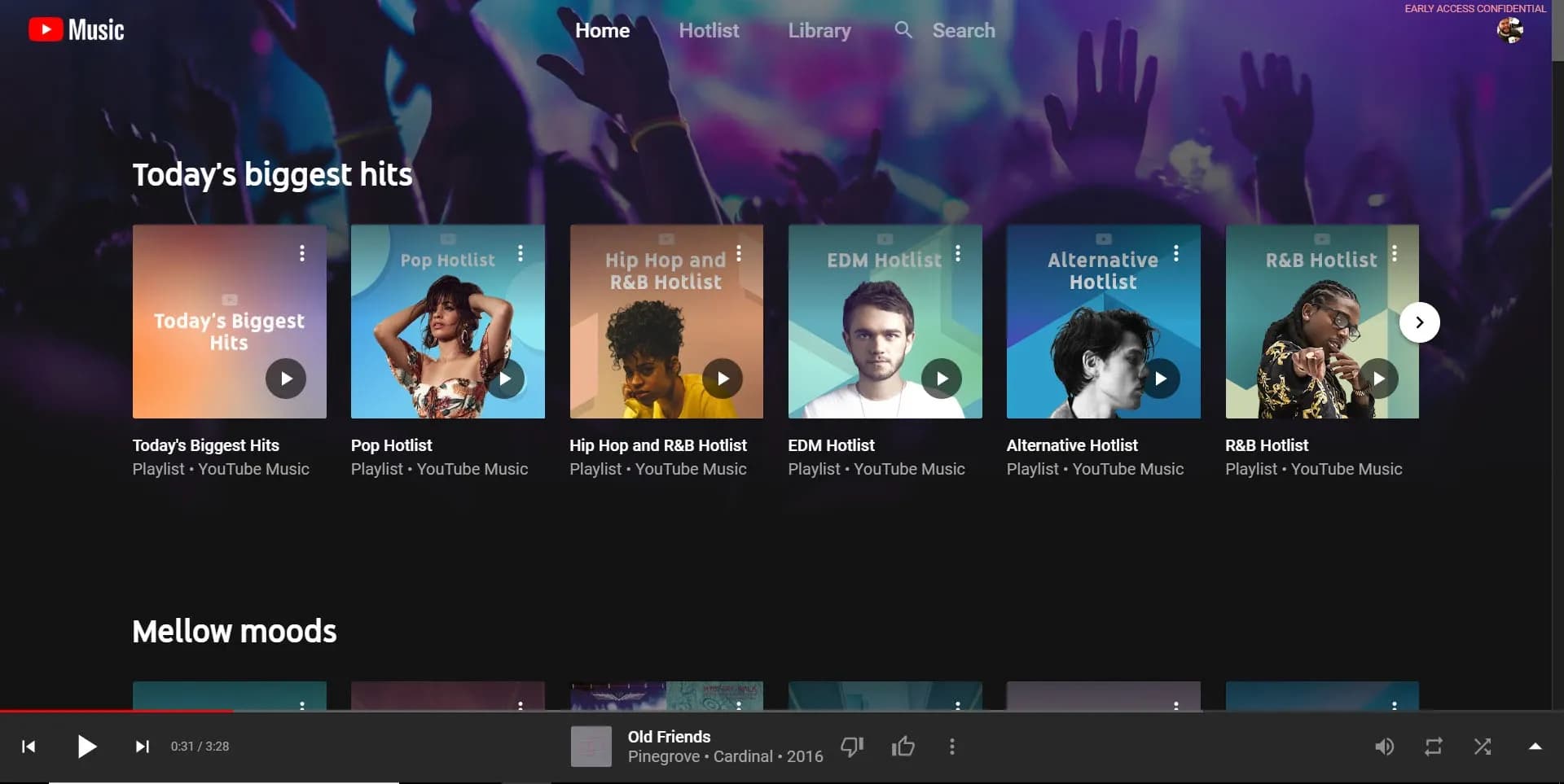 YouTube Music Homepage